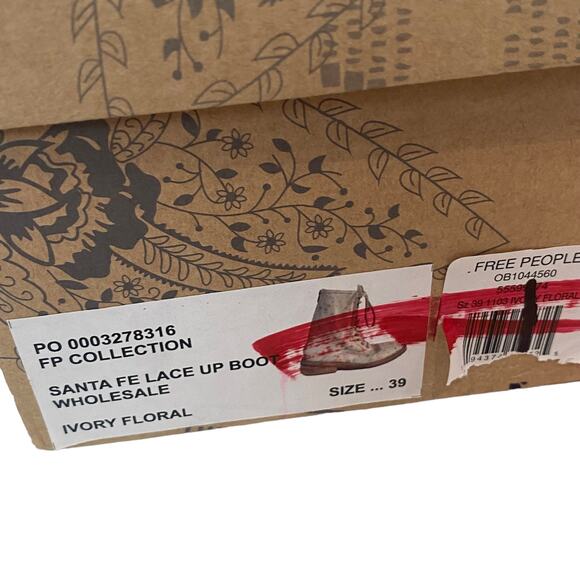 Free People Santa Fe Floral Lace-Up Combat Boots – Ivory Leather, Size 39 - Picture 2 of 8